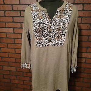 New Direction Mixed Material Olive & Black with paisley insert.  Size L